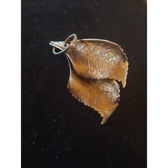 Vintage Silver Tone Double Leaf Pin Brooch - Picture 5 of 6